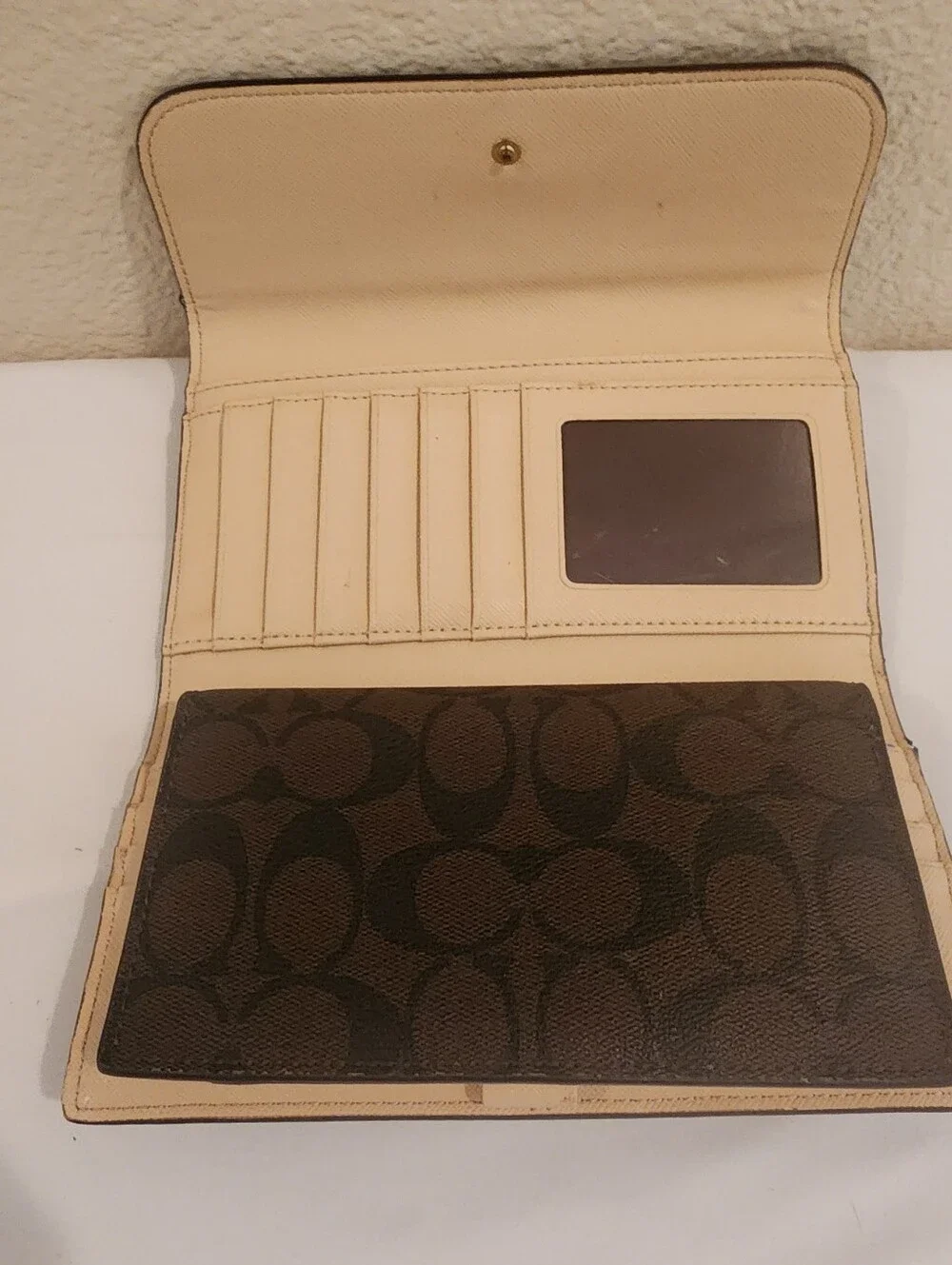 Coach Peyton Signature Brown Envelope Wallet with Removable Checkbook F51103